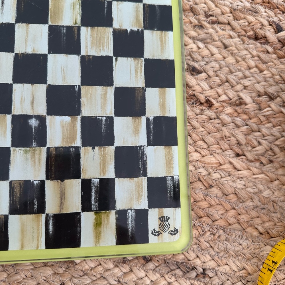 MacKenzie-Childs Checkered Cutting Boards - Black, White, Green - Picture 2 of 9